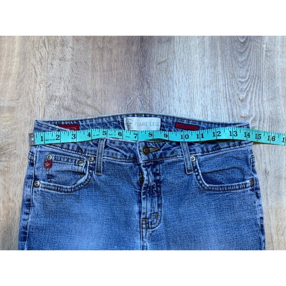 Y2K Arizona Flare Leg Stretch Jeans 7 Short Blue Denim‎ Mid Rise - Picture 5 of 8